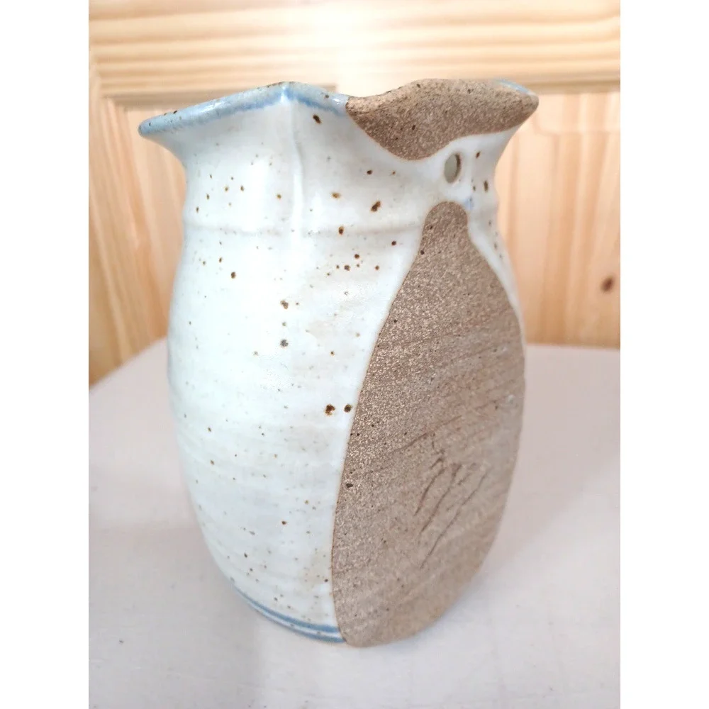 VTG Blue Heart Salt Speckled Stoneware Wall Vase Pocket 7x4 Country Cottage